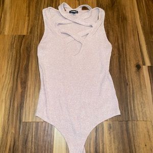 Pink Crossed Express Bodysuit Size Medium